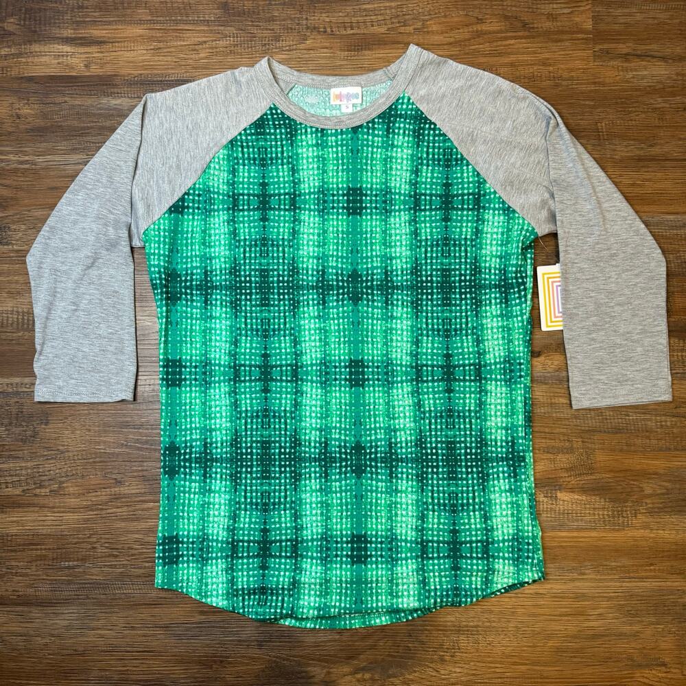 LulaRoe green and gray RANDY 3/4 sleeve size small NWT